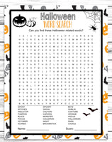halloween word search party game kids printable game